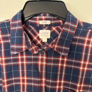 J. Crew Navy and Red Plaid Button-Down Shirt